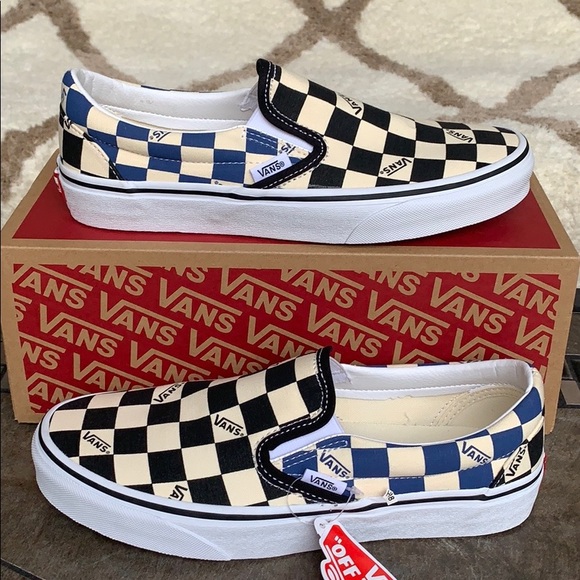 •VANS CLASSIC SLIP-ON BIG CHECK Black/Navy Men’s - Picture 16 of 16